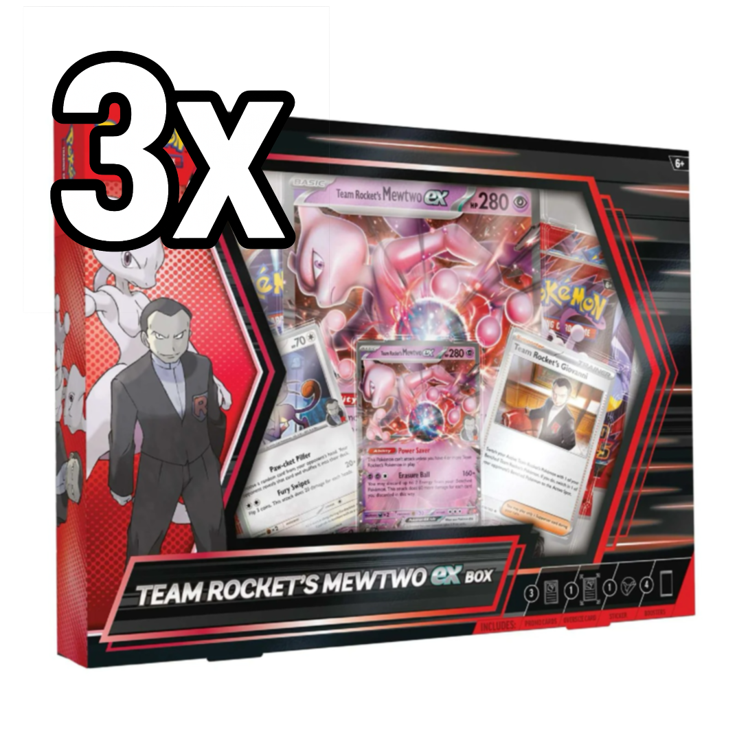 3x Pokemon Team Rockets Mewtwo EX Collection Box (Englisch)