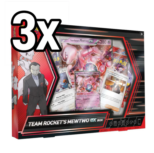 3x Pokemon Team Rockets Mewtwo EX Collection Box (Englisch)